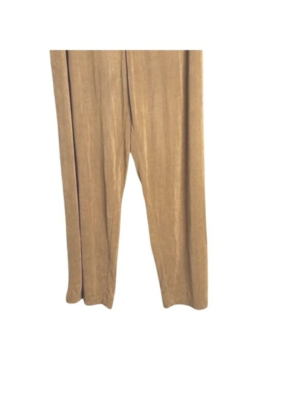 Slinky Brand Womens Beige Wide-Leg Pants 1X petite Stretchy Acetate Spandex - Picture 3 of 9